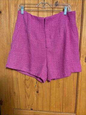 She + Sky High-Waist Magenta Tweed Shorts
